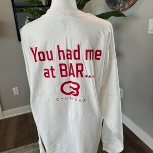 NEW Mens Hanes Long Sleeve Beefy T Cyclebar 2-sided & FREE Koozie